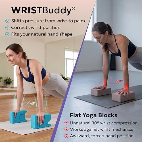 WRISTBuddy® Hand-Shaped Ergonomic Yoga Blocks for Optimal Wrist Support During Yoga, Pilates, Pushups, Planks, and Handstands - Patented Non Slip Blocks for Enhanced Stability and Comfort. thumbnail 7