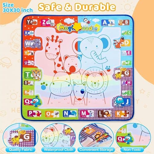 KIZZYEA Toys for 2 3 4 5 Years Old Boys Girls, Water Doodle Mat for Kids, Large Coloring Painting Writing Mat with Neon Colors, Educational Toys Christmas Birthday Gifts for Age 2-4, 3-5 Toddlers thumbnail 7