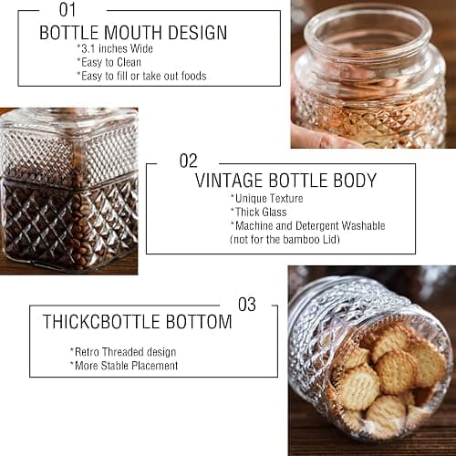 Large Glass Storage Jar, 60 FL OZ Glass Food Storage Containers with Bamboo Lid, Kitchen Containers Cereal Canisters Decorative Jar for Candy Snack Cookies Coffee Tea Nuts Airtight Jars thumbnail 4