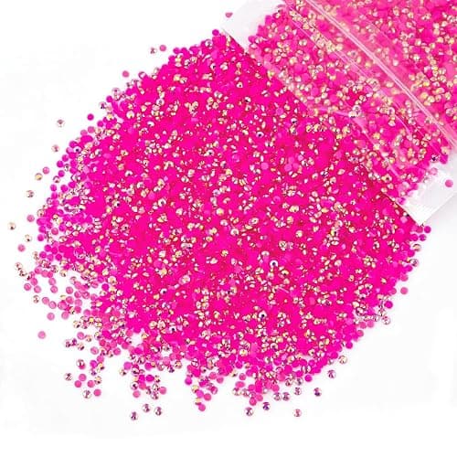 qiipii 5300PCS 3mm Hot Pink AB Resin Rhinestones Bulk Rose Pink Flatback Jelly Resin Stones Pack SS10 Diamonds Crystals Gems Charms Supplies for Nails Face Eyes Makeup Tumblers DIY Crafts Decor Shoes - Image 1