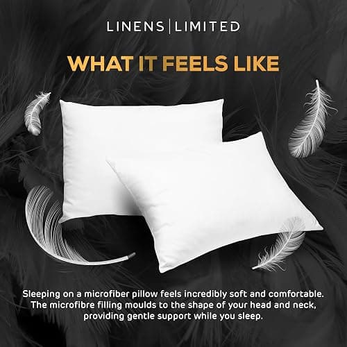 Linens Limited - Soft Pillows 4 Pack, Made in the UK, Hotel Quality, Luxurious Bounce Back Pillows, Feels Like Down, Medium and Orthopedic Support, Non-Allergenic Microfibre, Machine Washable (White) thumbnail 4