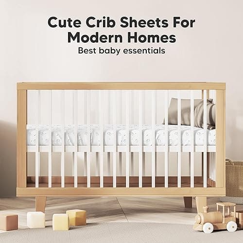 KeaBabies 2-Pack Organic Crib Sheets for Boys, Girls - Fitted Crib Mattress Sheet Neutral, Breathable Jersey Cotton Cover for Baby Bed, Toddler Mattress, Soft & Cute Prints (Bunnies) - Bunnies thumbnail 8
