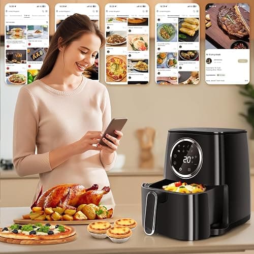 Aigostar Odin - Friggitrice ad Aria, 8-in-1 Menu, Friggitrice Senza Olio da 1400W, 4.2L, Touch Screen LED, Slot Raccogli Cavo, Senza BPA, Cestino Antiaderente Rimovibile, Nero thumbnail 4