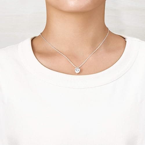 Philip Jones Silver Plated Heart Solitaire Necklace Created with Zircondia® Crystals thumbnail 3