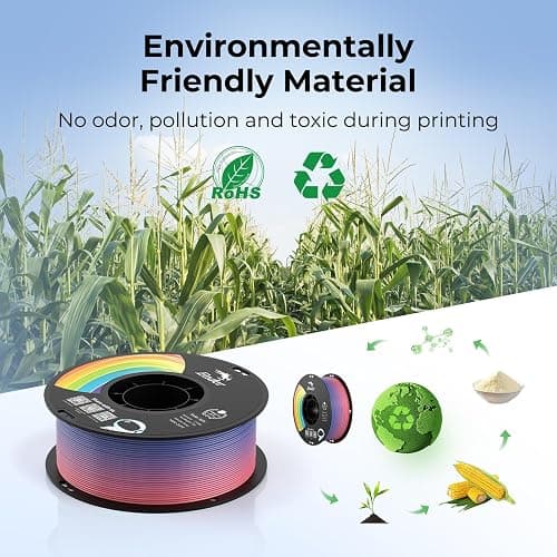 Creality 3D Printer Filament 1.75mm, Rainbow Upgrade PLA+ Filament Strong Toughness No-Tangling Vacuum Packaging 3D Printing Filament Fit Most 3D Printers, 1kg Spool, Accuracy +/- 0.02mm, Multi-Color thumbnail 8