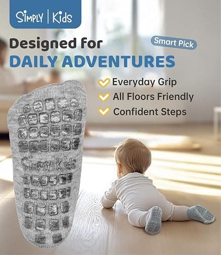 Simply Kids Baby Non-Slip Ankle Socks – Superior Grip, Soft Cotton, for Active Toddler Girls & Boys (Ages 0-7) thumbnail 5