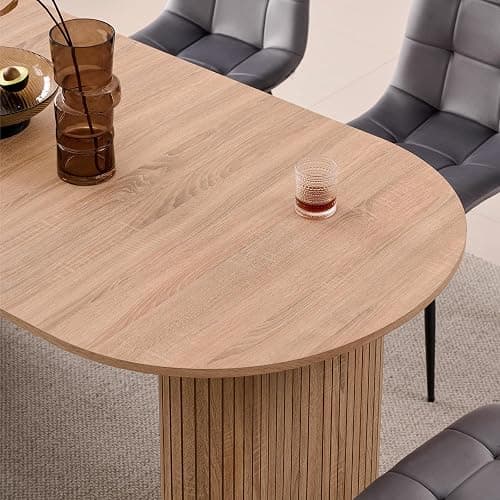 Lecafur HL 70.8" Oval Dining Table for 4 6 Person, Modern Farmhouse Kitchen Dinner Table for Breakfast Dining Receiption Room (Only Table), Natural thumbnail 3