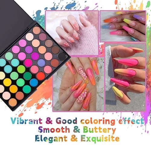 COLAYERIST 40 Colors Nail Pigment Powder for Nails, Professional Nail Pigment Powder Palette with Neon Shades for Gradient, Ombre & Bold Manicure, Nail Art Supplies for Home and Salon DIY thumbnail 3