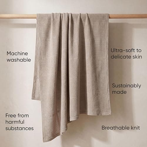 Bloomsbury Mill - Cellular Blankets Baby - 100% Organic Cotton - 2 Pack - Truffle - Taupe/Light Brown - Newborn Essentials - Soft Breathable Baby Blankets for Pram, Cot, Moses Basket - 75x95cm thumbnail 4