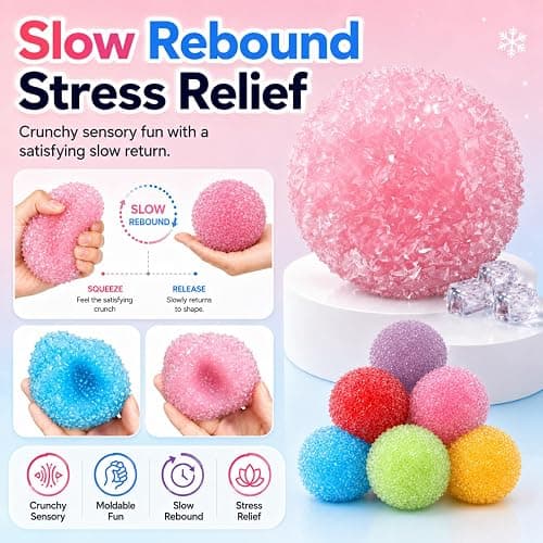 2Pc Crunchy Squishy Stress Ball, Slushy Squishy Fidget Toy, Crunchy ASMR Feel, ice-Skin slushy Texture, moldable Squeeze Play, and Portable Stress Relief (J- 2Pc) thumbnail 2