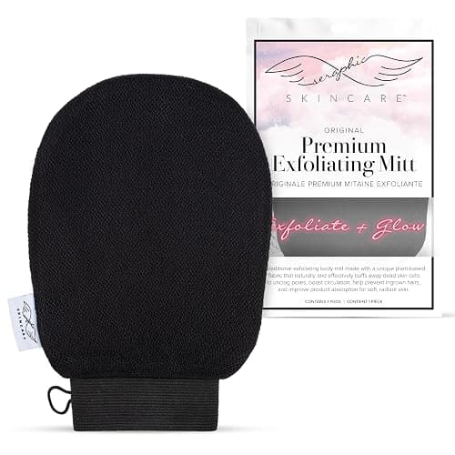 Seraphic Skincare (Original) Premium Exfoliating Mitt for Body (1pc) – 100% Vegan Viscose Traditional Body Scrub Glove Kessa Korean Washcloth – Body Exfoliator for Self-Tan Removal & Keratosis Pilaris - Image 1