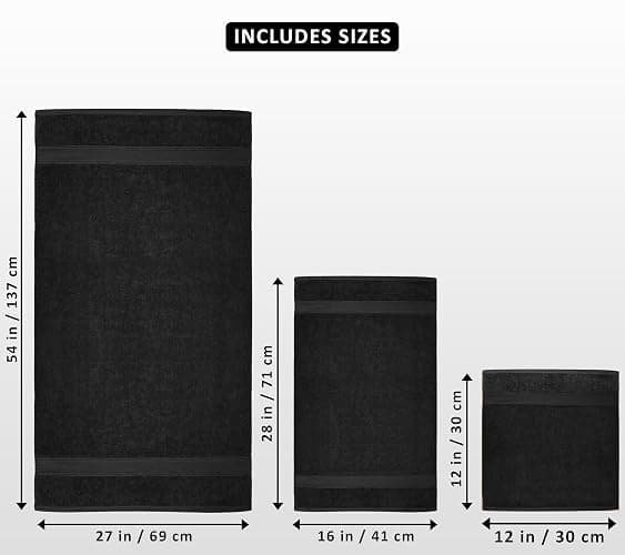 Utopia Towels 8 Piece Premium Towel Set, 2 Bath, 2 Hand, and 4 Wash Cloths, 600 GSM 100% Ring Spun Cotton, Highly Absorbent Towels for Bathroom, Gym, Hotel, and Spa, Black thumbnail 3