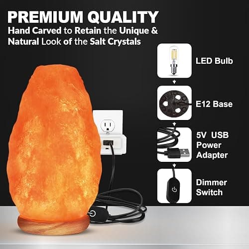 WBM LLC Himalayan Glow Natural Pink Salt Lamp, Crystal Salt Lamp Night Light with (ETL Certified) Brightness Control Dimmer Switch, Wooden Base & Salt Lamps Bulb | 6-8 LBS, Model Number: 1001 thumbnail 5