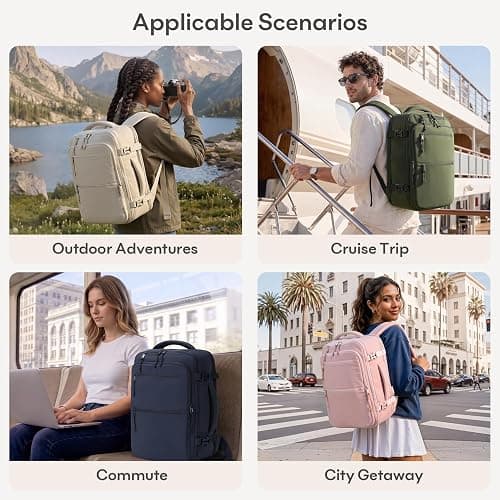mibasies 30L Travel Backpack for Women & Men: Carry On Luggage Flight Approved, TSA Laptop Backpack with Water Bottle Pocket, Personal Item Bag Fits 15.6" Laptop for Weekender Business - Navy thumbnail 9