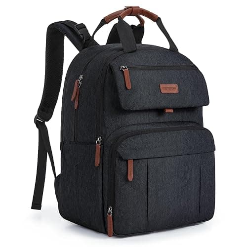mommore Diaper Bag Backpack Travel Baby Bag with Changing Pad for Mom Dad | Insulated Pockets, Luggage & Stroller Straps, Large Maternity Bag for Newborn Baby Essentials, Hospital & Work, Black - Image 1