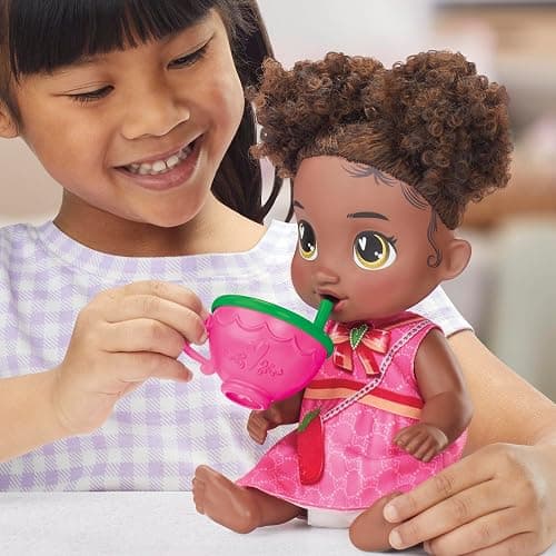 Baby Alive Bubbly Tea Party Berry Boo Doll with Teapot Accessories, Black Hair, 11 Inches, Kids Toys, Ages 3+ thumbnail 12