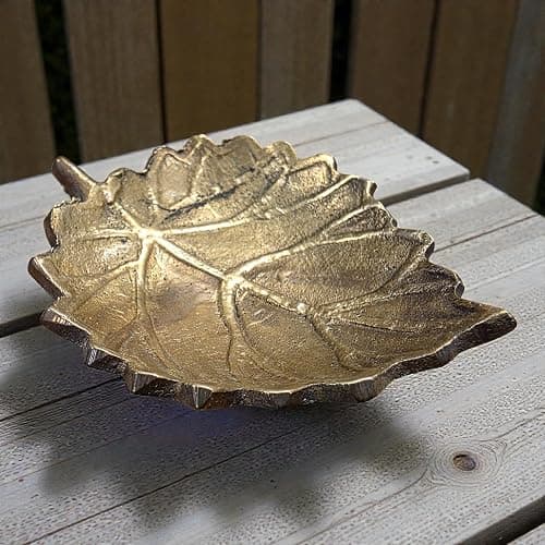 Leaf Solid Brass Mid-Century Ring Tray And Trinket Dish With Antique Finish (3" x 2.25") thumbnail 2