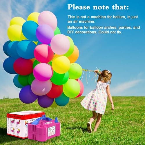 IDAODAN Electric Balloon Pump, Portable Electric Balloon Blower Machine Balloon Air Pump Dual Nozzle Rose Red 110V 600W Balloon Inflator for Party Decorations thumbnail 7