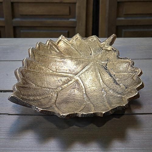 Leaf Solid Brass Mid-Century Ring Tray And Trinket Dish With Antique Finish (3" x 2.25") thumbnail 4