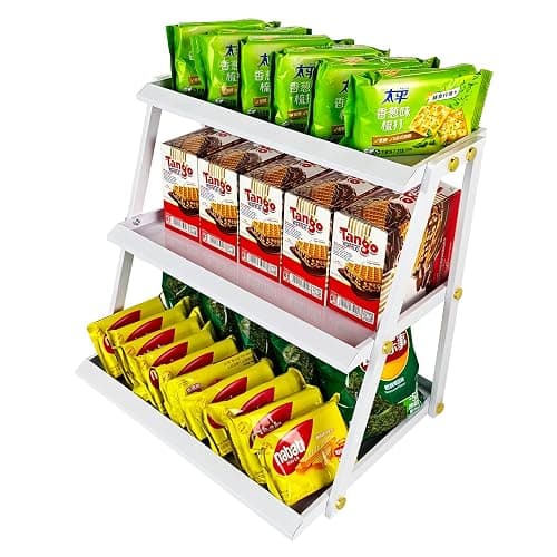 CozyNova 3 tier candy display - Snack holder with snack holder - Multi-functional counter snack and chip holder for stores - Cupcake display stand (White) thumbnail 3