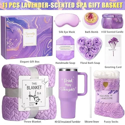 Aeenr Birthday Gifts for Women Self Care Gifts Get Well Soon Gifts, Mothers Day Spa Gift Baskets w/Flannel Blanket 40 OZ Tumbler Care Package for Mom Girlfriend Wife Sister Best Friend Her Daughter thumbnail 2