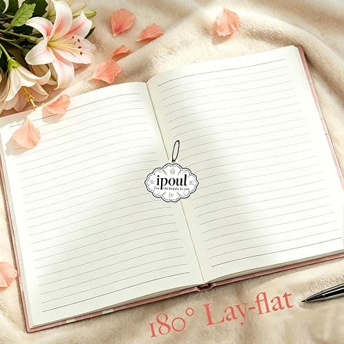 ipoul Hardcover Journal, Flower Notebook, A5, 6x8, Lined Pages, Lay-flat, Beautiful Journal for Women, Lily Flower, Blue Journal for Writing, Personal Notebook, Dream Journal, Self Care Journal thumbnail 5