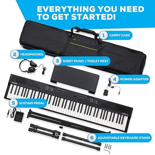 Alesis 88 Key Keyboard Piano with 480 Sounds, Speakers, USB MIDI, Carry-Bag, Stand, Headphones, Pedal and Piano Lessons for Beginners thumbnail 6