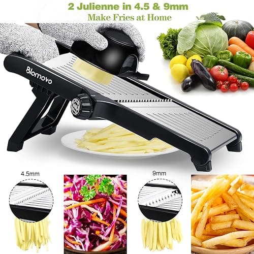Blamovo Mandoline Slicer for Kitchen, Vegetable Mandolin Slicer with Adjustable Thickness by One-Knob Control, Veggie Fruit Potato Slicer Julienne, with Safety Gloves thumbnail 4