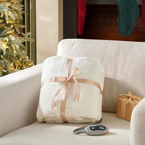 Beautyrest Heated Blanket, Electric Throw Blanket, Soft, Warm, Reversible Plush - Sherpa Heating Blanket Throw, 3 Heat Settings, 2 hr Auto Shut Off, Machine Washable, Oversized 60 in x 70 in, Ivory thumbnail 8