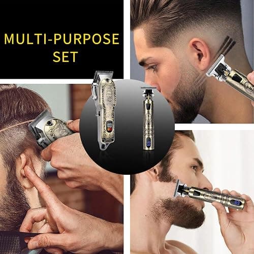 LQT Professional Hair Clipper Set, Digital Display Trimmer Kit with Accessories, Barber Case and Cape, Vintage Design thumbnail 5