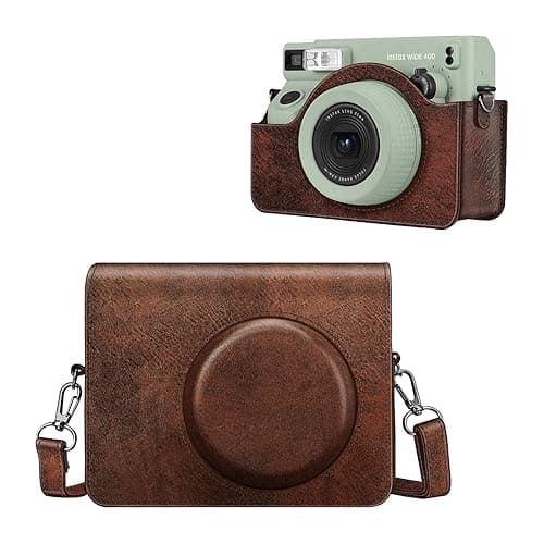 Fintie Protective Case for Fujifilm Instax Wide 400 Instant Film Camera - Premium Vegan Leather Bag Cover with Removable Strap, Vintage Brown - Vintage Brown - Image 1