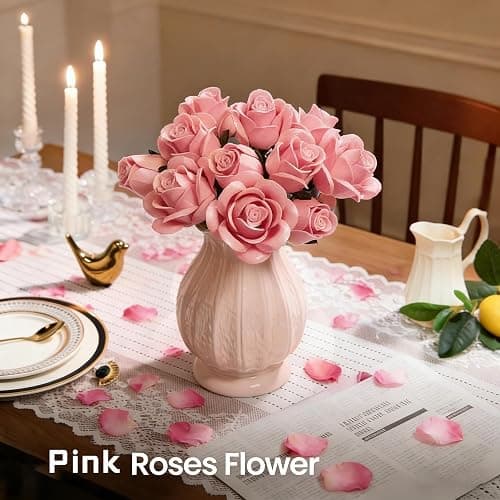 Pink Rose Bouquet Building Set,12Pcs Roses Artificial Flowers Botanical Collection Building Blocks Kit,DIY Rose Building Block Bouquet for Valentine’S Day,Mother’S Day,Home Office Decor (No Vase) thumbnail 3