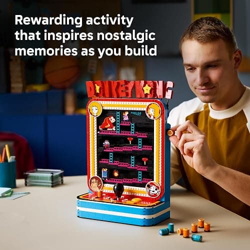 LEGO Super Mario Donkey Kong Arcade 72051 | Collectible Building Set for Adults, Ages 18+, Retro Arcade Decor, Working Levers & Joystick, 1,367 pieces, Gift for Gamers thumbnail 3