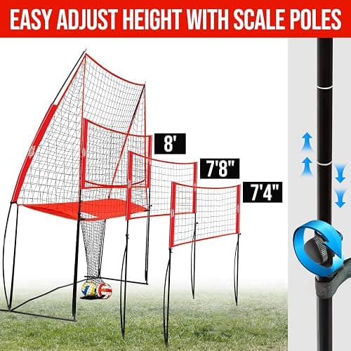 PLAYAPUT Volleyball Training Equipment Net,Height Adjustable Volleyball Practice Net Station for Serving,Spiking, Hitting,with Carryingbag Easy Assembly & Storage Great for Indoor/Outdoor thumbnail 3