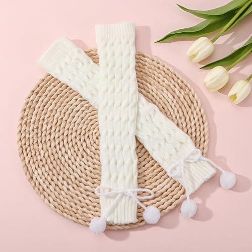 Jspupifip Kawaii Leg Warmers for Girls, Y2K Lolita Ballet Leg Warmer Ribbed Knit Bow Cute Knee High Legwarmers thumbnail 7