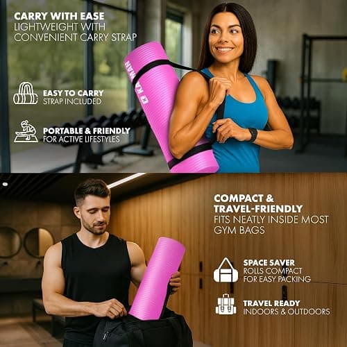 KAYMAN Yoga Mat – Multi-Purpose Extra Thick Foam Exercise Mats – Ideal Floor Mat for Pilates, Stretching, Resistance Workout & Therapy – Home & Gym Equipment Accessory for Men Women Kids –183 x 60cm thumbnail 7