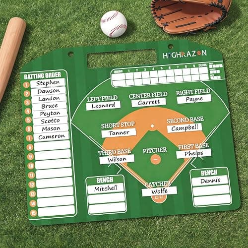 HIGHRAZON Magnetic Baseball Coach Clipboard, Dry Erase Coach Lineup Board, Premium Tactical Baseball Coaching Board with 40 Lineup Cards and Marker, Dugout Display Softball Coaching Accessories thumbnail 7