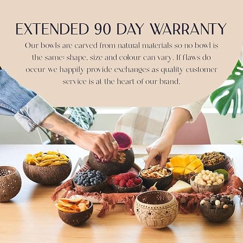 COCOBOWLCO Coconut Bowl Set with Wooden Spoons – White Elephant Gifts For Adults, Christmas Gifts. Eco-Friendly Acai Bowls, Yogurt Bowls & Smoothie Bowl – Ideal for Ninja Creami (4, Polished) thumbnail 5