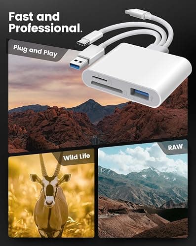 SD Card Reader for iPhone iPad Mac, Lightening & USB-C & USB-A 3 in 1 Memory SD Card Adapter, Support SD/MicroSD/USB OTG, High-Speed Trail Camera Card Viewer,Portable No App Plug & Play thumbnail 7