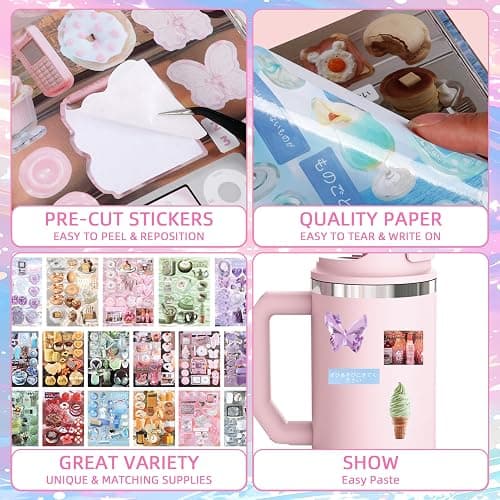 800Pcs Cute Scrapbook Stickers Travel Y2k Japanese Sticker Book for Adult Kawaii Korean Stickers for Journaling Heisei Retro Aesthetic Sticker Manga Style Decor for DIY Craft Junk Journal Gifts Memory thumbnail 4