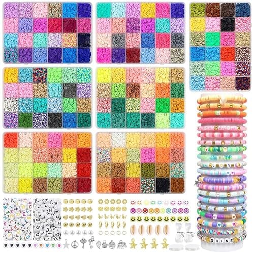 BIBOKLTIY 20860 Pièces Perle Plate pour Bracelet, 168 Couleurs 6mm Perles Heishi, Kit Perles Plates avec Perles Lettres pour Bijoux DIY Bracelet Collier Pendentif Charmes - Image 1
