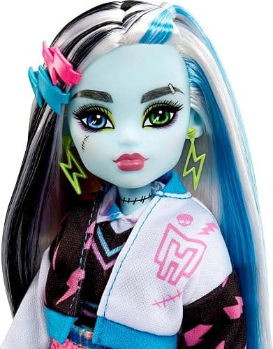 Monster High Doll, Frankie Stein with Blue & Black Streaked Hair in Signature Look with Fashion Accessories & Pet Dog Watzie thumbnail 3