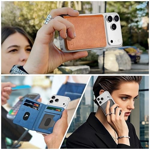 TUCCH for Magsafe Wallet with 6 Card Holders, RFID Blocking [Clear ID Window] PU Leather Men Women Folio Magnetic Phone Wallet for iPhone 17/16/15/14/13/12/Plus/Air/Pro/Pro Max Series, White thumbnail 9