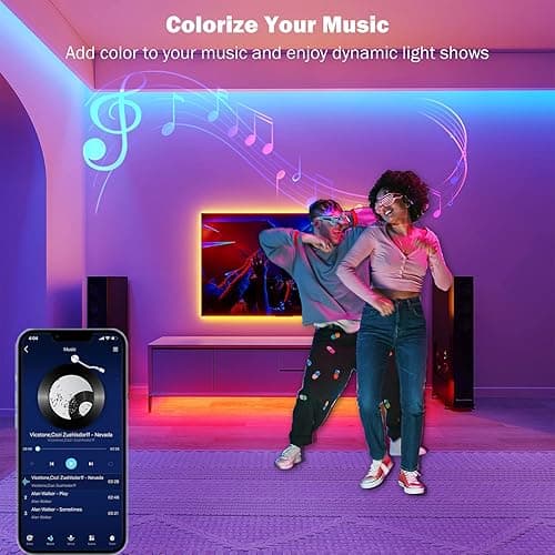 Leeleberd Led Lights for Bedroom 100 ft (2 Rolls of 50ft) Music Sync Color Changing RGB Led Strip Lights with Remote App Control Bluetooth Led Strip, Lights for Room Home Kitchen Party Decor thumbnail 5