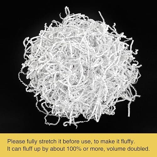 Corlcol 200g (7oz) crinkle paper filler grass Cushion Paper Streamer for Gift Box and Basket On Christmas Wedding Birthday(White) thumbnail 2