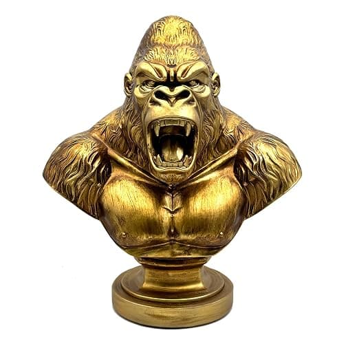 XINDAM Strong Gorilla Figurine Orangutan Animal Statue Decorative Home & Office Figurines Home Office Display Craft Living Room Decor Ornaments for Tabletop Vintage Gold thumbnail 5