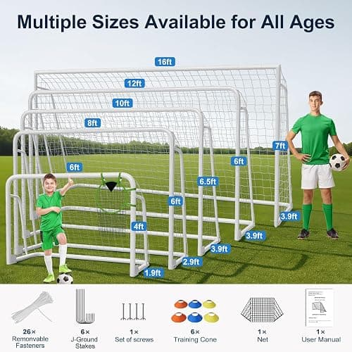 MOPHOTO Soccer Goal, 6X4/8x6/10x6.5/12x6/16x7/18.5x6.5/21x7/24x8ft Soccer Goals for Backyard, Full Size Soccer Goal for Teens & Adults Training thumbnail 4