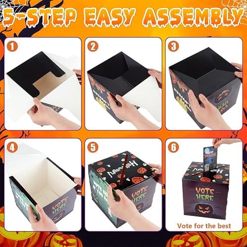 59 Pcs Halloween Costume Contest Awards for Adult Halloween Party Supplies | 4 Acrylic Skeleton Halloween Trophies, 4 Award Sashes, Ballot Box, 50 Voting Cards thumbnail 8
