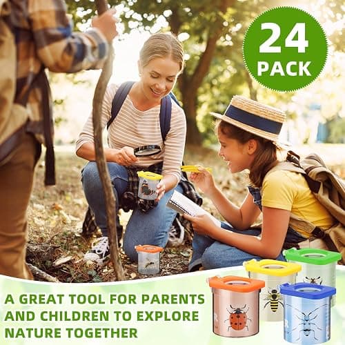 Halloscume 24 Pcs Insect Bug Viewer for Kids Magnifying Insect Box Bug Catcher Magnifier Container Critter Collection Kit Insect Cage Jar for Children Science Nature Exploration Tool thumbnail 7