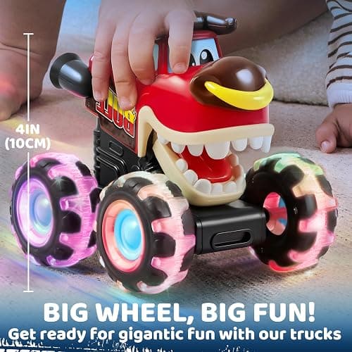 JOYIN 3 Pack Monster Truck Toy - Motion Activated Light Up Cars for Toddlers - Monster Glow Rover LED Wheels - Baby Boy Toys - Press and Go Trucks for Kids Boy Birthday Gifts Easter Basket Stuffers thumbnail 5